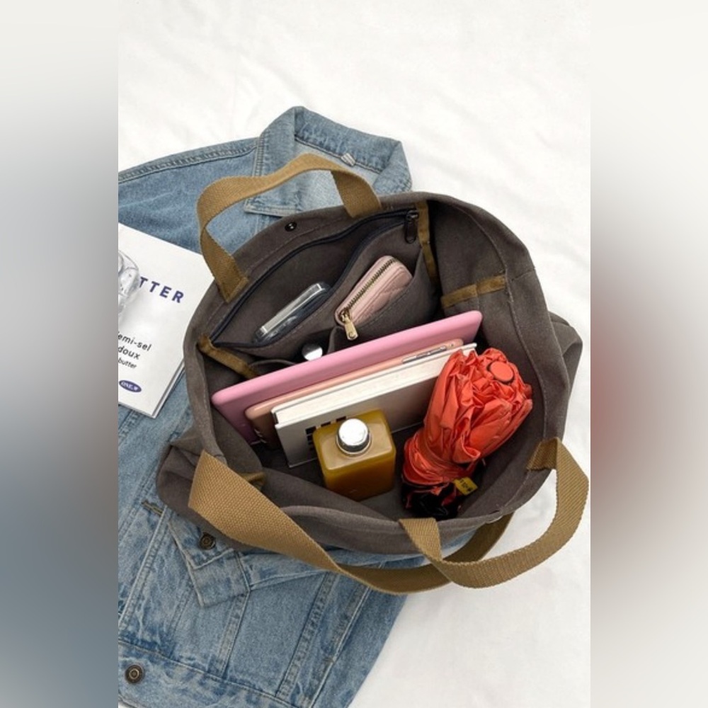 Nwt Minimalist Large Capacity Canvas Shoulder Tot… - image 6